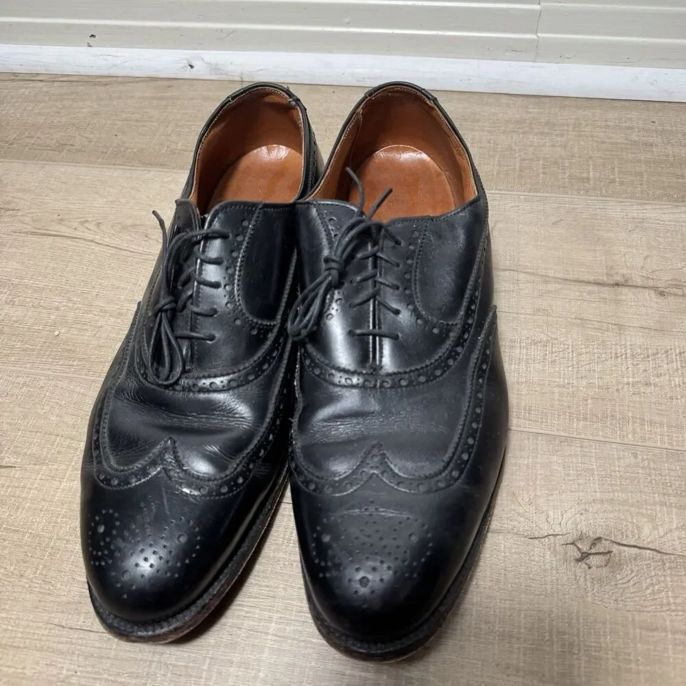Alden Men’s 9 A/C 8023 Black Longwing Blucher Style Wingtip Shoes Leather USA